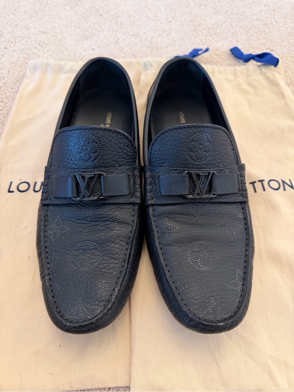 Louis Vuitton Men's Black Leather Moccasins